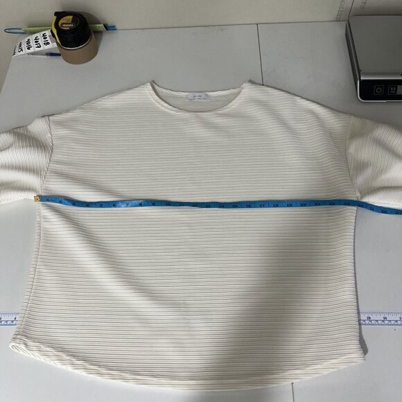 Oak & Fort Cream Coloured Puff-Sleeve Top Womens Size S - Picture 9 of 11